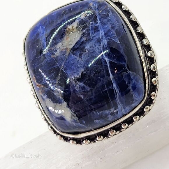 Stunning! Sodalite Ethnic Handmade Ring Jewelry Size 9 - Picture 2 of 7